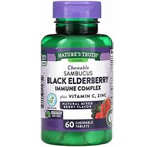 Nature's Truth, Sambucus Black Elderberry Immune Complex Plus Vitamin C & Zinc, Natural Mixed Berry, 60 Chewable Tablets, NTH-11475