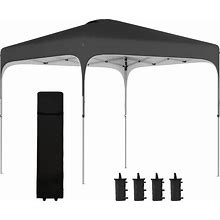Outsunny 8' X 8' Pop Up Canopy With Adjustable Height, Foldable Gazebo Tent With Carry Bag With Wheels And 4 Leg Weight Bags For Garden, Black