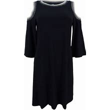 Msk Dresses | Msk Women's Embellished Cold-Shoulder Shift Dress - Black | Color: Black | Size: S