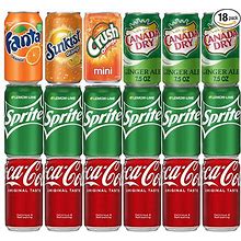 4 Variety Flavors (18 Pack) Mini 7.5 Oz. Multi Flavor Soda Variety Pack | Soft Drink Assortment Of Beverages | The Beverage Care Package Of Mix Pop |