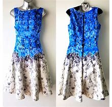 J Taylor Dresses | J Taylor Ombr Floral Pattern Fit N Flare Dress | Color: Blue/Gray | Size: 10