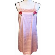 Honey Punch Light Pink Mini Slip Dress With Embroidered Rose