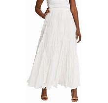 Jessica London Women's Plus Size Elastic Waist Cotton Flowing Maxi Crinkled Skirt - 34, White