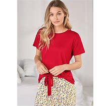 Women's Sleep T-Shirt Sleepwear Tops - Red, Size M By Venus