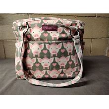 Bungalow 360 Purse Bag Shoulder Pigs & Hearts Pink Dots Brown Canvas