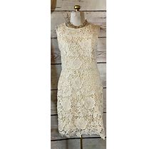 Loft Dress Size 6 Full Lace Lined Cream Colored Sleeveless