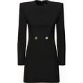 Versace Women Wool Grain De Poudre Mini Dress Black 44