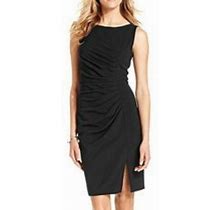 Calvin Klein Dresses | Calvin Klein Black Fitted Slimming Side Gathered Classic Midi Sheath Dress M 6 | Color: Black | Size: 6
