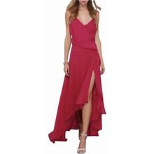 Haoduoyi Dresses | V-Neck Spaghetti Strap Asymmetrical Hem Dress | Color: Pink | Size: L