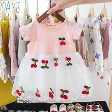 Bullpiano Baby Girl Summer Short-Sleeved Dress Clothes Cotton Stitching Embroidery Yarn Foreign Girl Princess Dresses