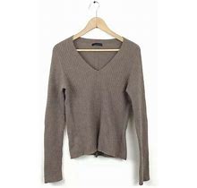 The Row Sweater L Brown Nut Cashmere Cable Knit V Neck Pullover Jumper Womens