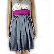 Bcx Dresses | Bcx Sleeveless Empire Waist Dress Tie Back Adjustable Straps Size 1 | Color: Gray/White | Size: 1J