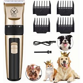 Low Noise Dog Hair Trimmer Set Electrical Pet Professional Grooming Machine Tool Rechargeable Hair Cutter Cat Dog Haircut Clipper,Temu