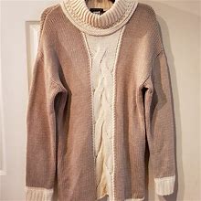 Venus Super Cozy Cable Front Mock Neck Sweater | Color: Cream/Tan | Size: M