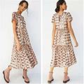 Anthropologie Maeve Rose Gold Sequined Midi Dress Size Xs