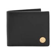 Versace Men's Leather Bifold Wallet - Black Versace Gold
