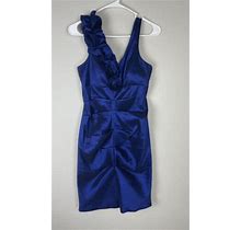 R&M Richards Womens Blue Fitted Short Dress Metallic Petite 8 R22