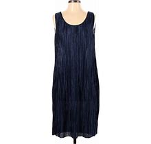 H&M Casual Dress - Shift Scoop Neck Sleeveless: Blue Print Dresses - Women's Size X-Small