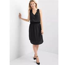 Gap Women's Black Smocked Sleeveless Keyhole Dress Size M Petite