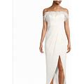 Aidan Mattox Dresses | Feather Trim Strapless High Low Gown | Color: White | Size: 4