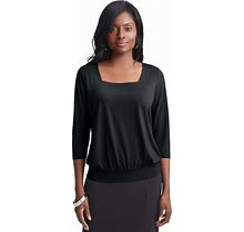 Plus Size Women's Stretch Knit Square Neck Top By The London Collection In Black (Size 2X)