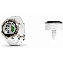 Garmin Approach S40, Stylish GPS Golf Smartwatch, Lightweight With Touchscreen Display, White/Light Gold & Approach CT10 Starter Kit, Automatic Club