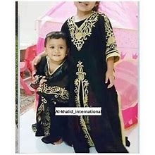 New Caftan Kid Ramadan Royal Black Girl Kid Eid Abaya Jellabiya Moroccan Dress