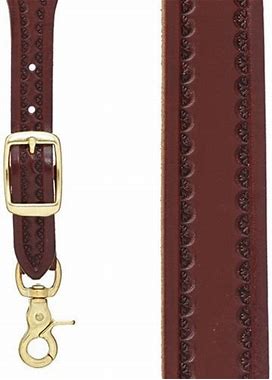 Border Stamped 1.5 Inch Wide Western Leather Suspenders - BROWN - Suspender Store