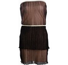 Nine West Women's Petite Strapless Tiered Mesh Dress (12P, Black/Peach)
