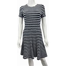 Theory Dresses | Theory Navy Striped Knit Tweed Fit & Flare Dress | Color: Blue/White | Size: 6
