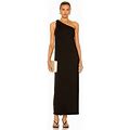 Enza Costa Luxe Knit One Shoulder Dress Black Long S NWOT $225