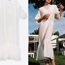 Zara Dresses | Zara Semi Sheer Dress, Oyster White | Color: White | Size: Various