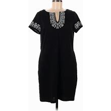 Talbots Casual Dress - Shift Crew Neck Short Sleeve: Black Dresses - Women's Size Medium Petite