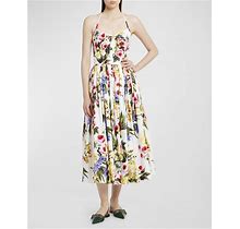 Dolce&Gabbana Floral Print Poplin Halter Midi Dress, Whiteprint, Women's, 16, Casual & Work Dresses Day Dresses Sundresses