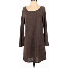 Love Kuza Casual Dress Scoop Neck Long Sleeves: Green Print Dresses - Women's Size Small