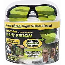 Battlevision As Seen On TV Night Vision Glasses 2 Pairs By Bulbhead - Amazing Night Driving Glasses Protect Eyes From Blinding Headlight Glare - Gree