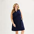 Plus Size Croft & Barrow® Sleeveless Y-Neck Ponte Dress, Women's, Size: 3XL, Dark Blue