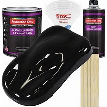 Restoration Shop - Jet Black (Gloss) Acrylic Urethane Auto Paint - Complete Gallon Paint Kit - Professional Single Stage High Gloss Automotive, Car,