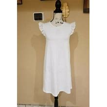 Oliver Bonas Broderie White Jersey Mini Dress Size 4