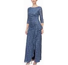 Alex Evenings Embellished A-Line Dress - Wedgewood - Size 4