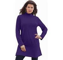 Roaman's Women's Plus Size Mockneck Ultimate Tunic - 2X, Purple