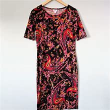Lularoe Dresses | Lularoe Julia Black Floral & Paisley Pencil Dress Size Medium | Color: Black/Pink | Size: M
