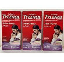 Infants' Tylenol Acetaminophen Liquide, Grape, 1 Fl. Oz Pack Of 3 Exp