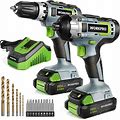 WORKPRO 20V Cordless Drill Combo Kit, Drill Driver And Impact Driver With 2X 2.0Ah Batteries And 1 Hour Fast Charger