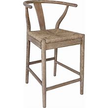 Kairo Oak And Natural Woven Wicker Dining Counter Stool