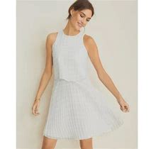 Ann Taylor Petite Gingham Overlay Pleated Flare Dress Size 0P