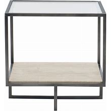 Bernhardt Freestanding Occasional End Table In Bronze/White Travertine Stone/Clear, Contemporary & Modern | Bellacor | 514121