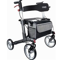 HAMED Heavy Duty Rollator Walker With Extra Wide 20" Seat, Support To 400 Lbs, Double Folding Rolling Walker For Senior With 10" Wheels, Aluminum Mob