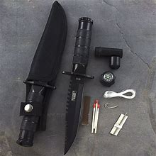 8.5" SURVIVAL TACTICAL HUNTING KNIFE W/ KIT SHEATH Compass Bowie Fixed Blade