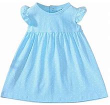 Toddler Girls Dress Short Sleeve Party Tutu Dresses Floral Print Light Blue M